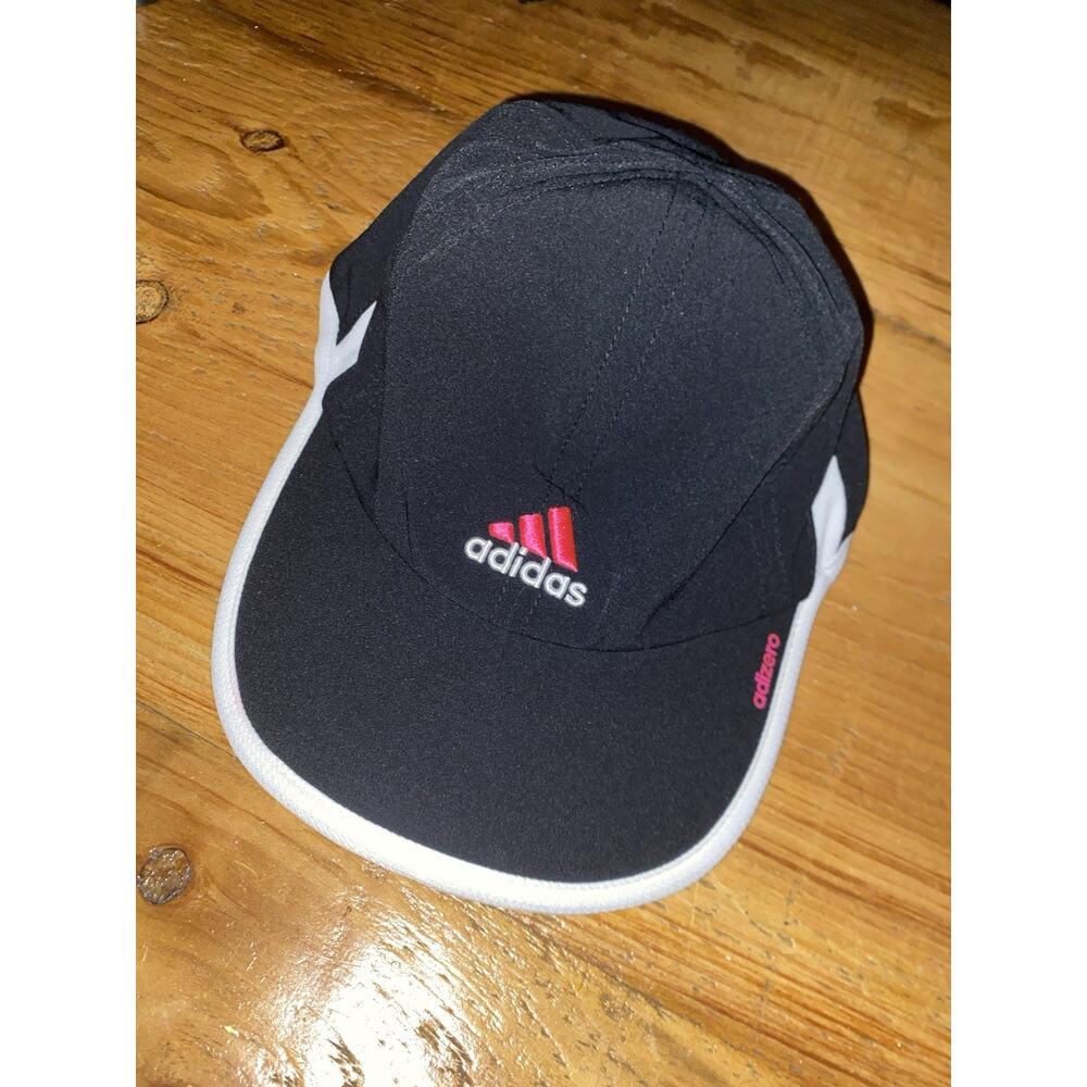 Adidas Cap Hat Women's Black Adjustable Back Climacool Running Pink Logo